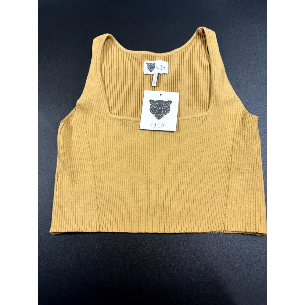 Lita by Ciara NWT True Rib Crop Top in Ice Coffee Size Large‎ MSRP $48